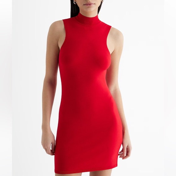 Express Mock Neck Sleeveless Mini Sweater Dress - Picture 4 of 4